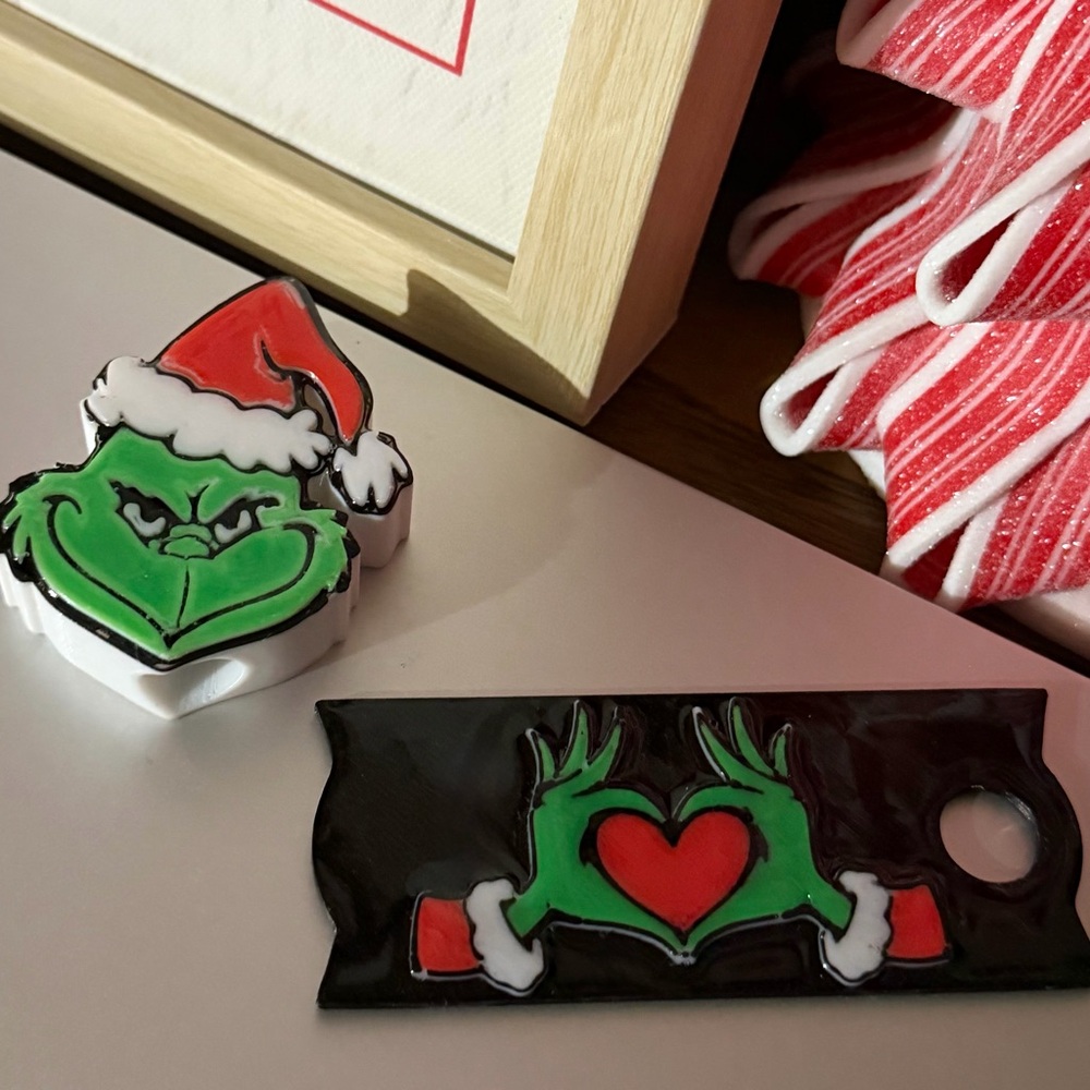 Grinch Stanley Cup Straw Topper & 40oz Lid Topper